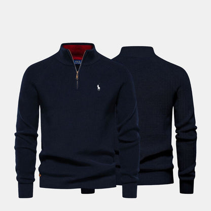 RL Men's Zip Neck Sweater (Clearance) Ralph Lauren Aurev Blue S 