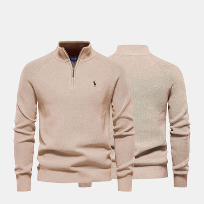 RL Men's Zip Neck Sweater (Clearance) Ralph Lauren Luxvian Beige S 