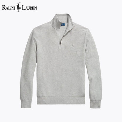 RL Mesh-Knit Cotton Quarter-Zip Sweater Ralph Lauren Aurev Grey S 