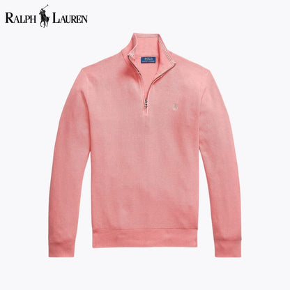 RL Mesh-Knit Cotton Quarter-Zip Sweater Ralph Lauren Luxvian Rose S 