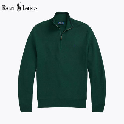 RL Mesh-Knit Cotton Quarter-Zip Sweater Ralph Lauren Luxvian Vintage Pine S 