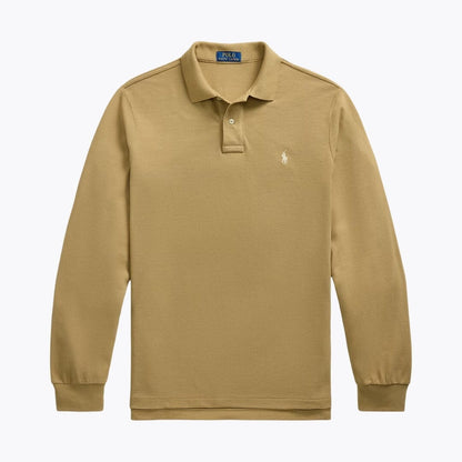 RL Mesh Long-Sleeve Polo Shirt Ralph Lauren Luxvian Cafe Tan S 