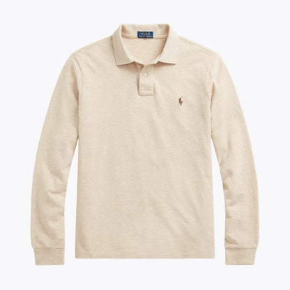 RL Mesh Long-Sleeve Polo Shirt Ralph Lauren Luxvian Expedition Dune Heather S 