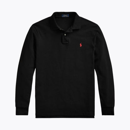 RL Mesh Long-Sleeve Polo Shirt Ralph Lauren Luxvian Polo Black S 