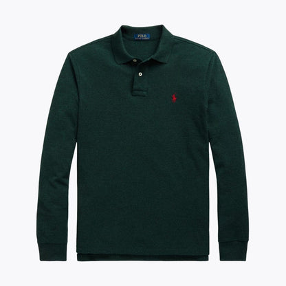 RL Mesh Long-Sleeve Polo Shirt Ralph Lauren Luxvian Scotch Pine Heather S 