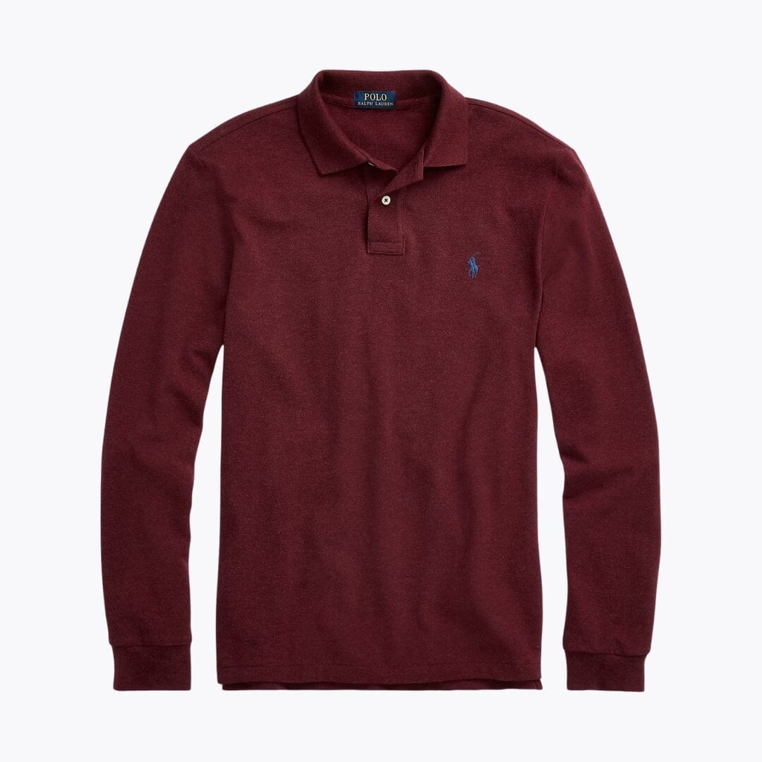 RL Mesh Long-Sleeve Polo Shirt Ralph Lauren Luxvian Spring Wine Heather S 