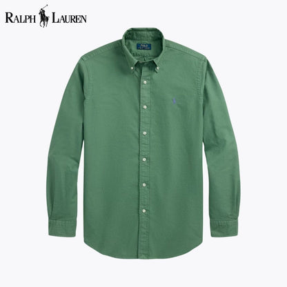 RL Slim Fit Garment-Dyed Oxford Shirt Ralph Lauren Aurev Green S 