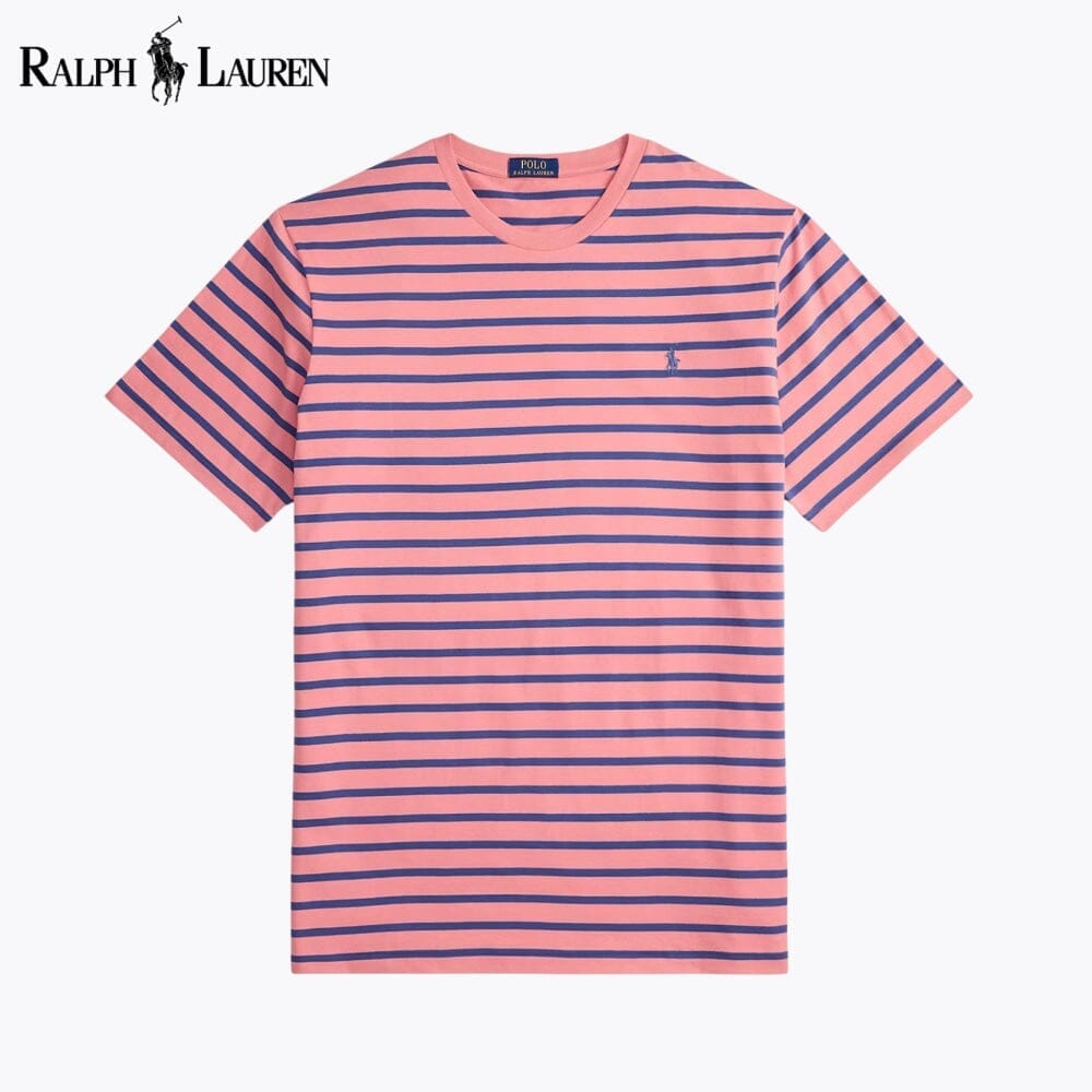 RL Striped Jersey Crewneck T-Shirt Ralph Lauren Luxvian Rose/Old Royal S 