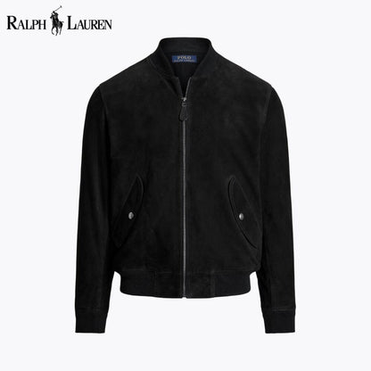 RL Suede Bomber Jacket Ralph Lauren Luxvian Polo Black S 