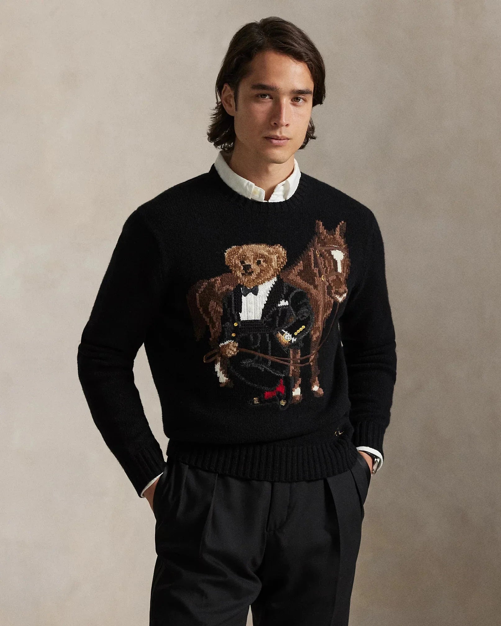 RL Sweater | Polo Bear Wool Sweater Polo Black Ralph Lauren Luxvian 