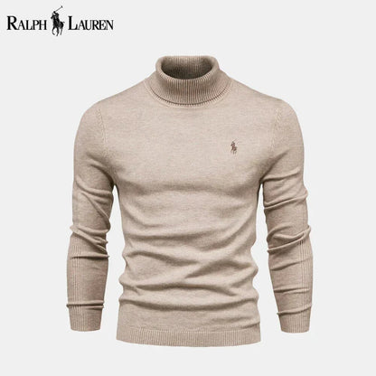 RL Turtleneck Cable-Knit Wool Knit Sweater Ralph Lauren Luxvian Beige S 