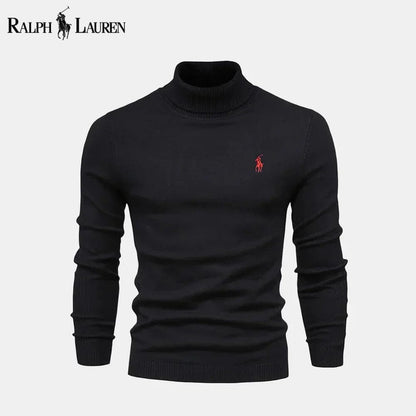 RL Turtleneck Cable-Knit Wool Knit Sweater Ralph Lauren Luxvian Black S 