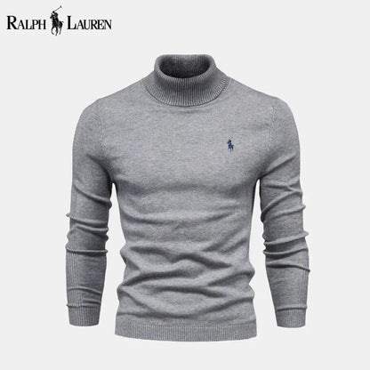 RL Turtleneck Cable-Knit Wool Knit Sweater Ralph Lauren Luxvian Gray S 