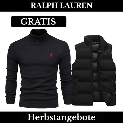 RL Weste + Gratis-Pullover (LAGERRÄUMUNG) Ralph Lauren Luxvian NoirSchwarz Schwarz M