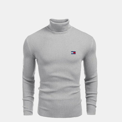 TH Turtleneck Cable-Knit Wool Sweater Tommy Hilfiger Luxvian Grey S 