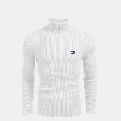 TH Turtleneck Cable-Knit Wool Sweater Tommy Hilfiger Luxvian White S 
