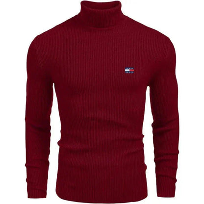 TH Turtleneck Classic Knit Sweater Tommy Hilfiger Luxvian Red S 
